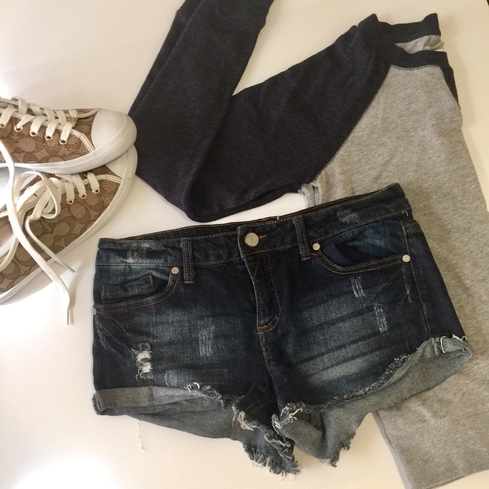 Distressed Denim Shorts
